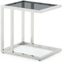 Lincoln Tinted Glass End Table - Stainless Steel