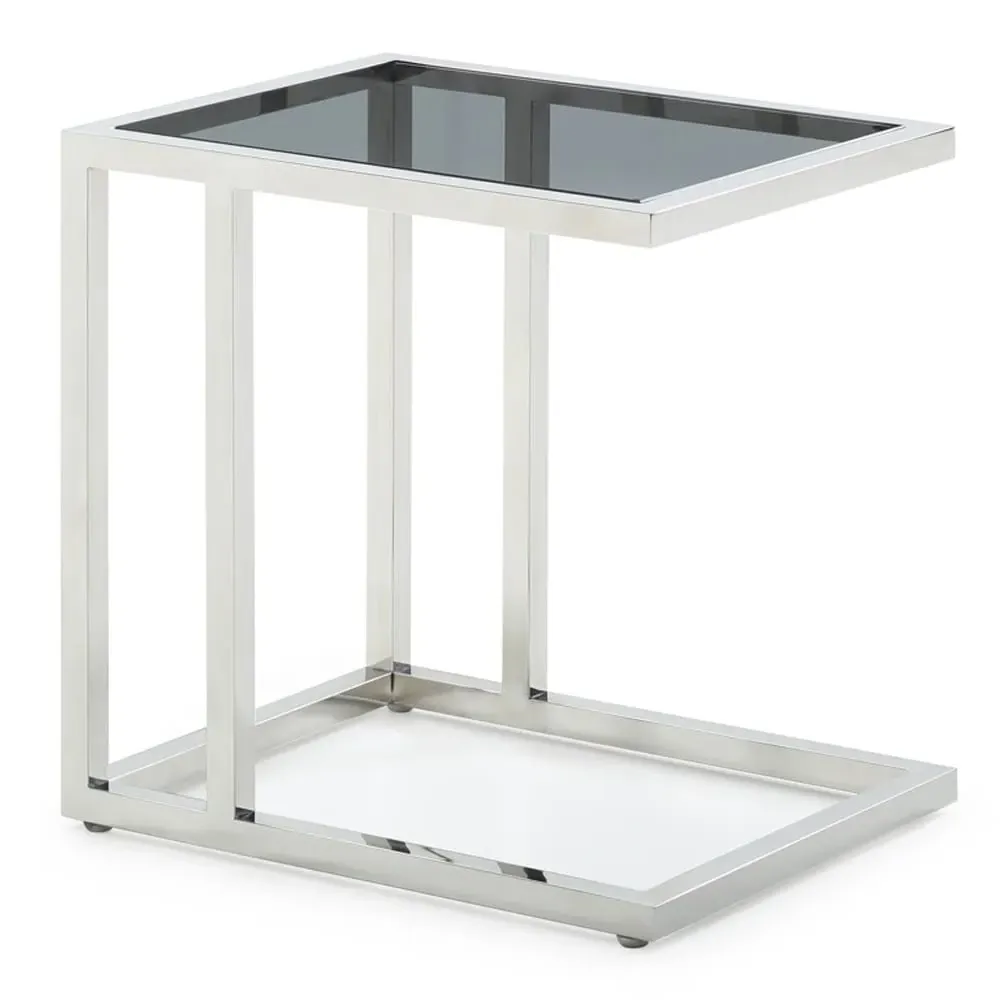 Lincoln Tinted Glass End Table - Stainless Steel image