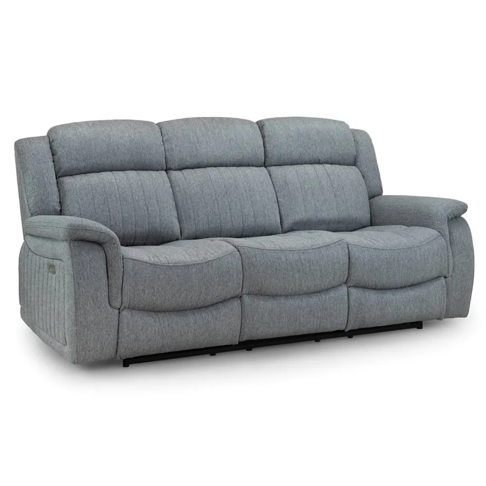 Lindsay 3-Seater Electric Recliner Sofa - Grey, Fabric