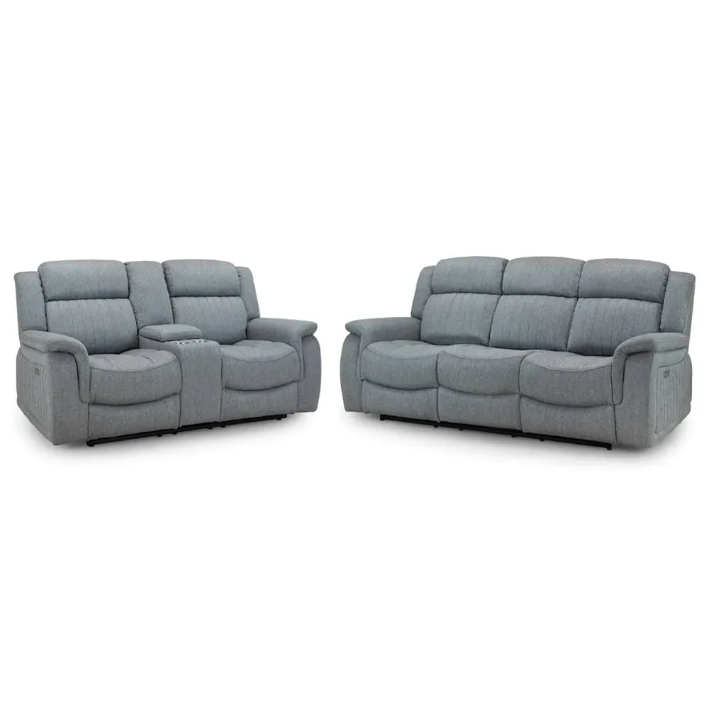 Lindsay 3+2 Seater Electric Recliner Sofa Set - Grey, Fabric