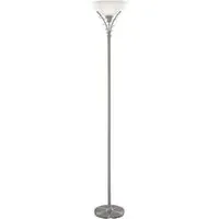 Linea Twist Floor Lamp - Satin Silver, Opal Glass