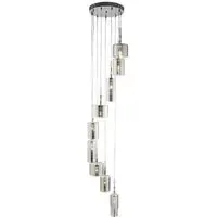 Linen 9 Light Multi Drop Pendant Light - Chrome, Glass