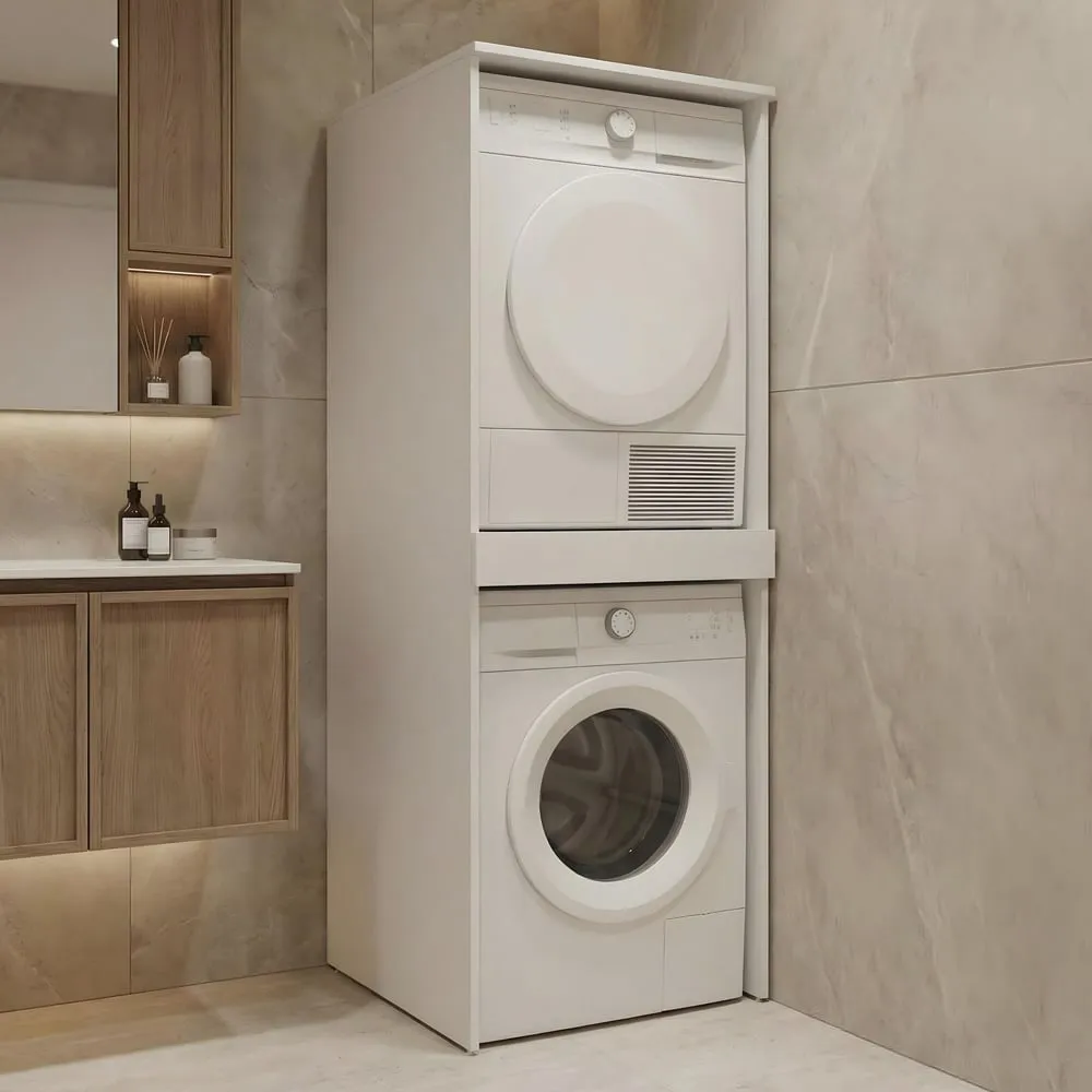 Linfa Washing Machine Cabinet - Matte White, Melamine Particle Board product