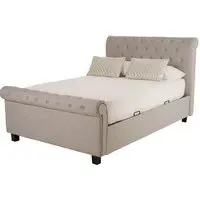 Lionrock Double Storage Ottoman Bed - Light Grey, Fabric