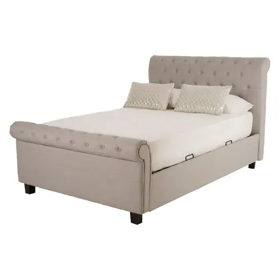 Lionrock Double Storage Ottoman Bed - Light Grey, Fabric image