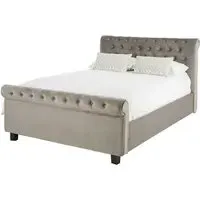 Lionrock King Size Storage Ottoman Bed - Steel Grey, Velvet