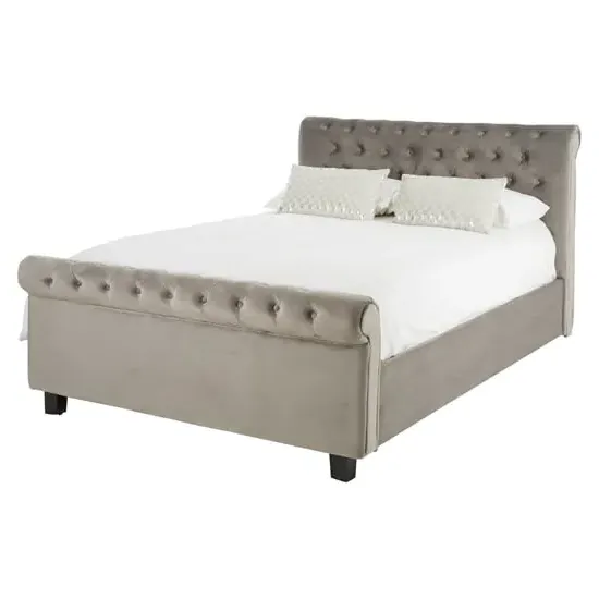 Lionrock King Size Storage Ottoman Bed - Steel Grey, Velvet