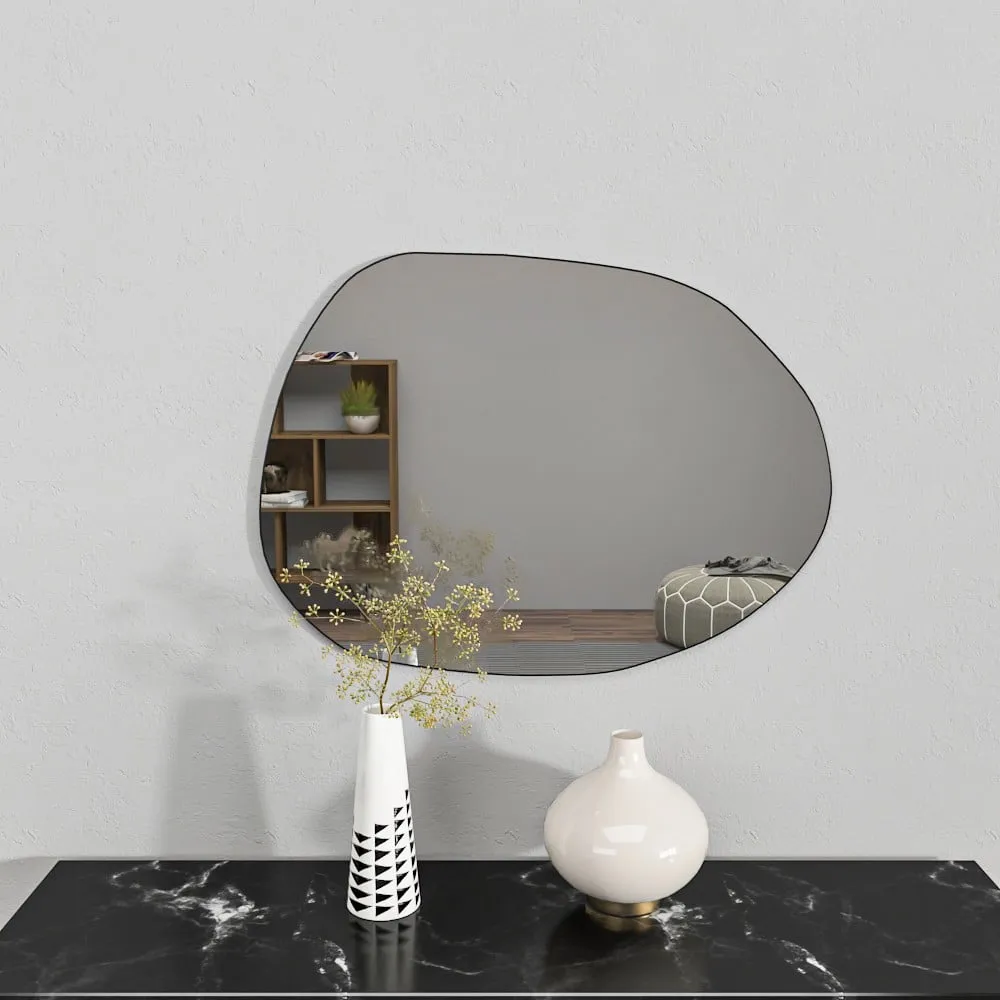 Liora Wall Mirror with Black Wooden Frame - Black, MDF product