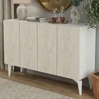 Lipa 4-Door Sideboard - White, Travertine Marble Effect alternate view