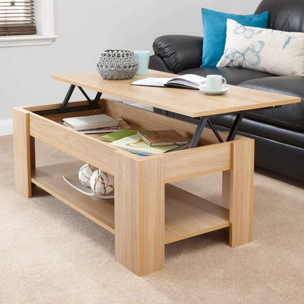 Liphook Lift Up Coffee Table with Storage - Oak, Wood