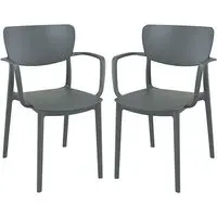 Lisa Dining Chairs Set of 2 - Dark Grey, Polypropylene alternate view