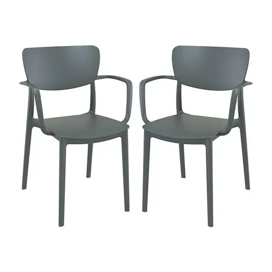 Lisa Dining Chairs Set of 2 - Dark Grey, Polypropylene image