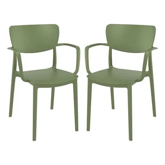 Lisa Dining Chairs Set of 2 - Olive Green, Polypropylene