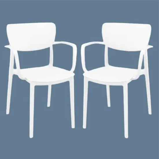 Lisa Dining Chairs Set of 2 - White, Polypropylene