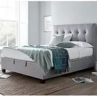 Lisbon Double Ottoman Bed with Storage - Grey, Fabric