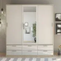 Liston Mirrored Wardrobe with Soft-Close - White, Oak