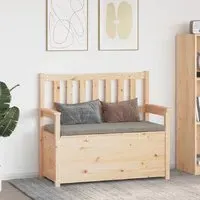 Litiz Small Storage Bench with Backrest - Natural, Pinewood