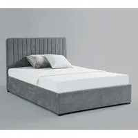 Livings Double Bed with Storage - Grey, Fabric alternate view