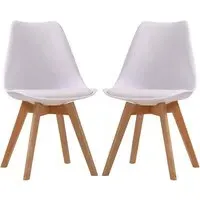 Livre Dining Chairs with Wooden Legs - White, Plastic