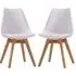 Livre Dining Chairs with Wooden Legs - White, Plastic