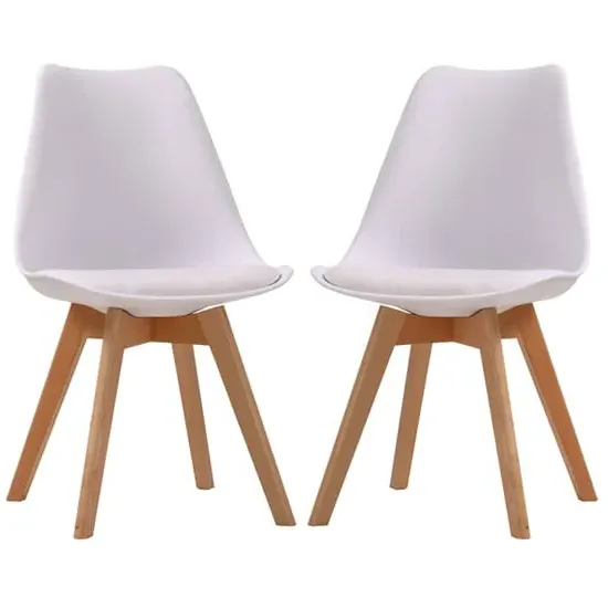 Livre Dining Chairs with Wooden Legs - White, Plastic image