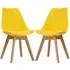 Livre Dining Chairs with Wooden Legs - Yellow, Plastic