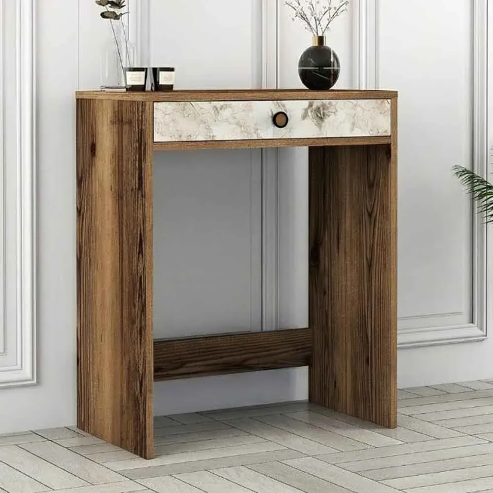 Lizbon Dressing Table - Walnut, White Marble Effect product