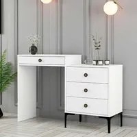 Lizbon Dressing Table with 4 Drawers - White, Melamine alternate view