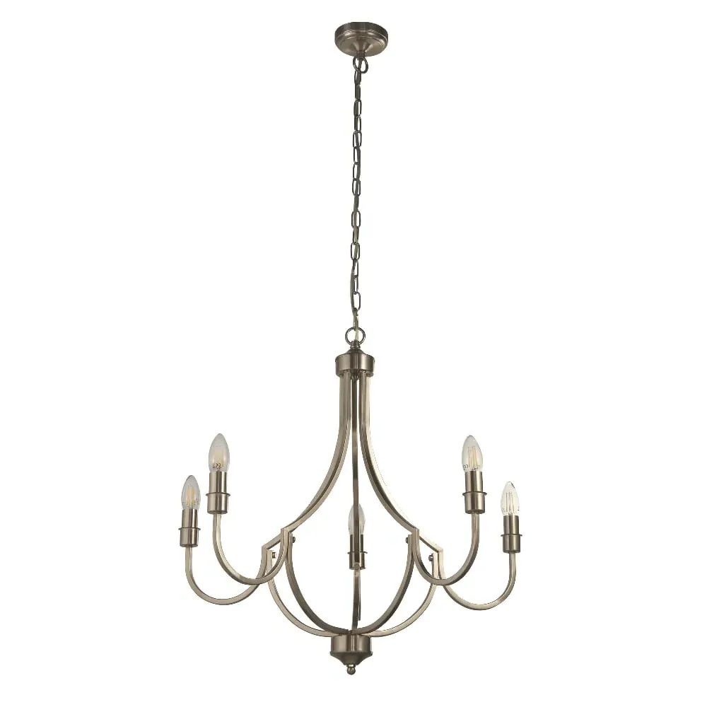 Lodge 5 Light Ceiling Pendant Light - Satin Silver, Metal image