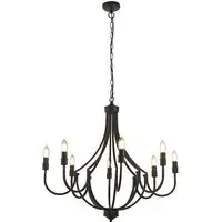 Lodge 8 Light Pendant Light - Black, Metal
