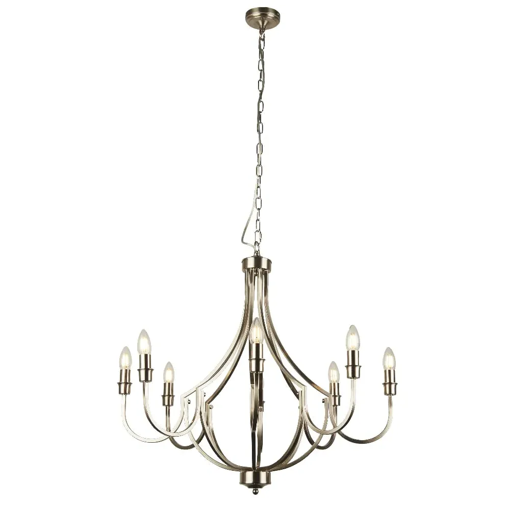 Lodge 8 Light Pendant Light - Silver, Metal