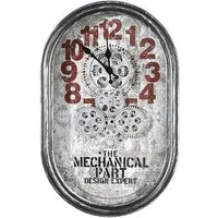 Lodge Glass Wall Clock with Moving Gears - Silver, Metal