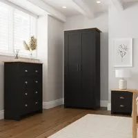 Loftus 2-Door Wardrobe Bedroom Furniture Set - Black, Oak alternate view