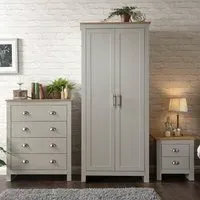 Loftus 3-Piece Bedroom Furniture Set with Storage - Grey, Oak