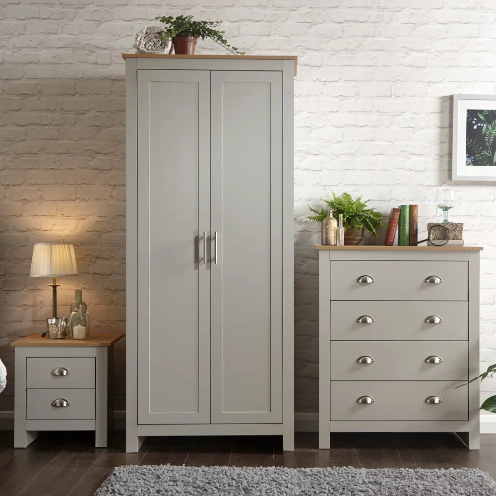 Loftus 3-Piece Bedroom Furniture Set with Storage - Grey, Oak
