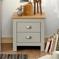 Loftus Bedside Cabinet with 2 Drawers - Grey, Oak