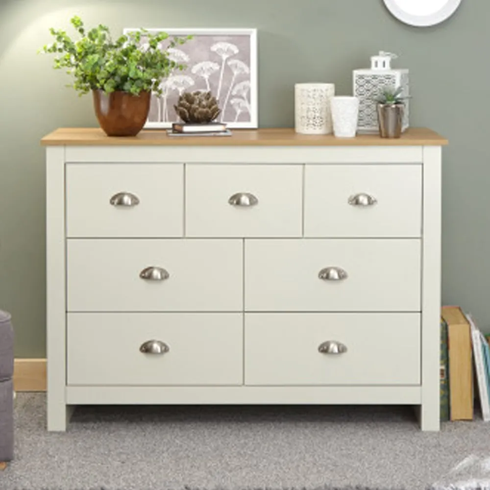 Loftus Chest of 7 Drawers - Cream, Oak