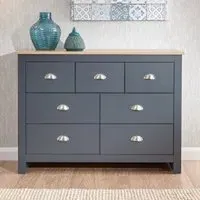 Loftus Chest of 7 Drawers - Slate Blue, Oak