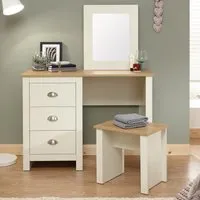 Loftus Dressing Table Set - Cream, Oak