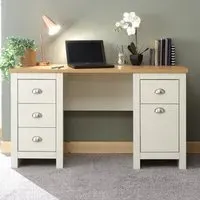 Loftus Laptop Desk with 1 Door 4 Drawers - Cream, Oak