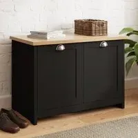 Loftus Shoe Storage Bench with 2 Doors - Black, Oak alternate view