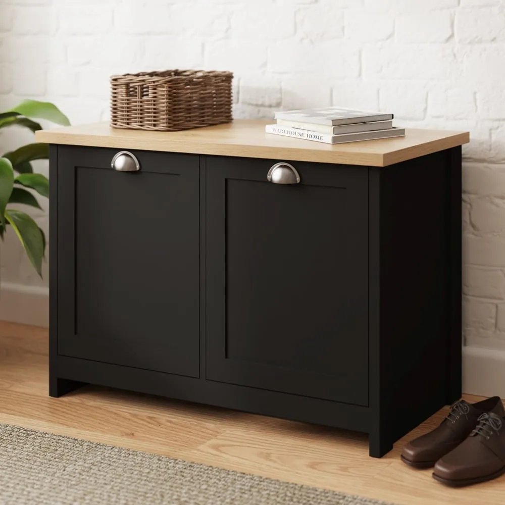 Loftus Shoe Storage Bench with 2 Doors - Black, Oak product