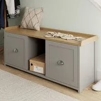 Loftus Shoe Storage Bench with 2 Doors - Grey, Oak