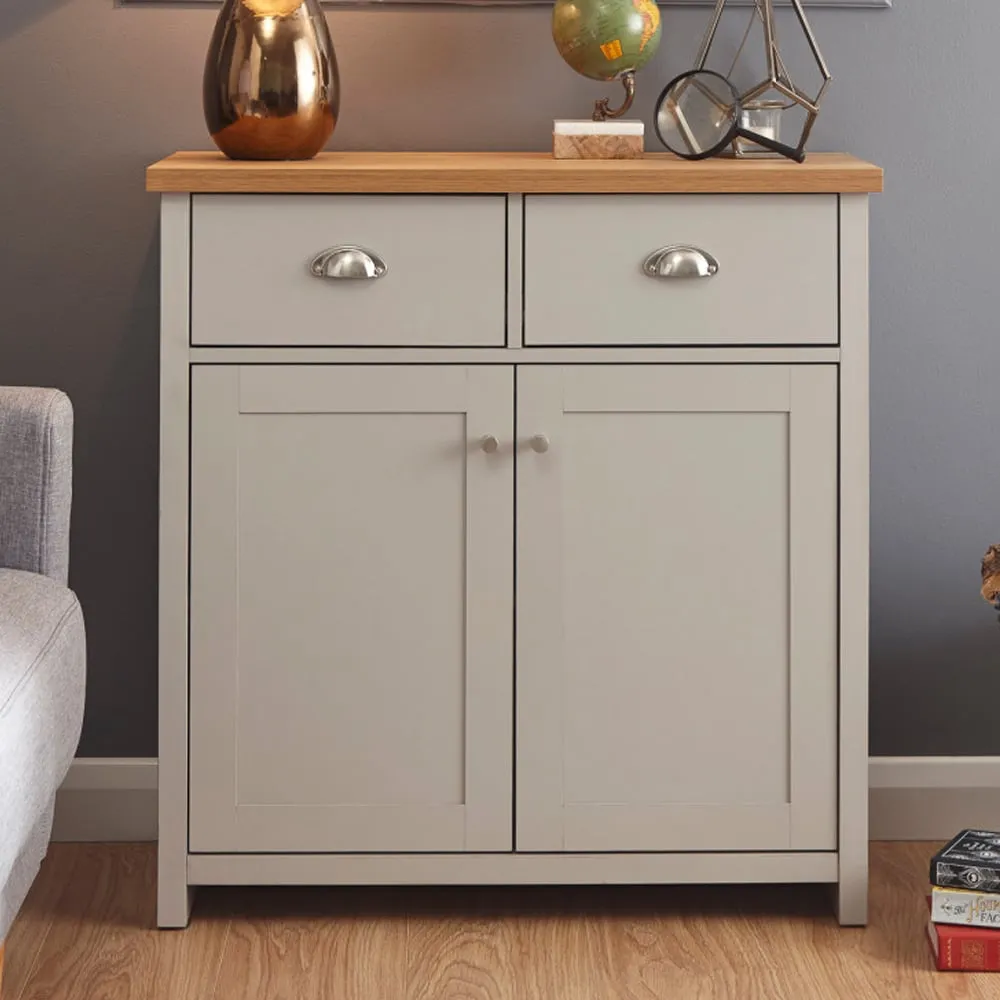 Loftus Sideboard with 2 Doors 2 Drawers - Grey, Oak
