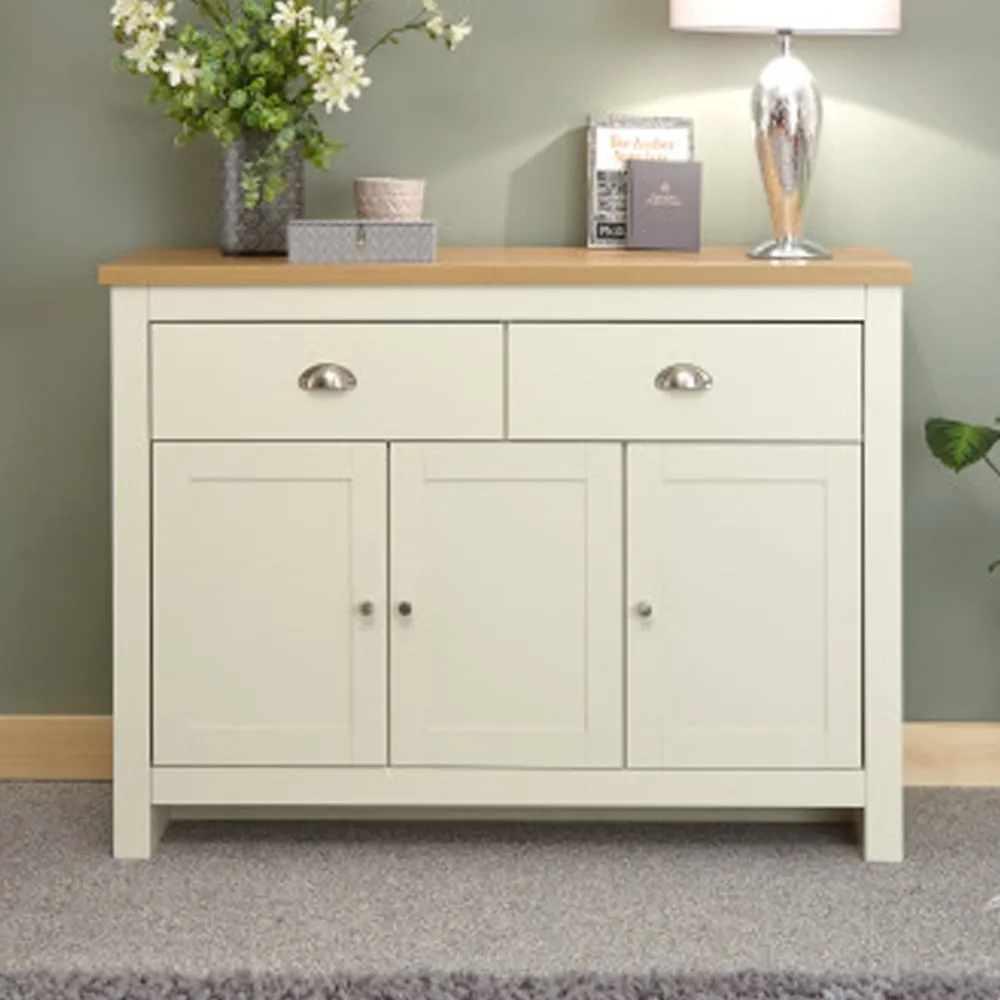 Loftus Sideboard with 3 Doors 2 Drawers - Cream, Oak