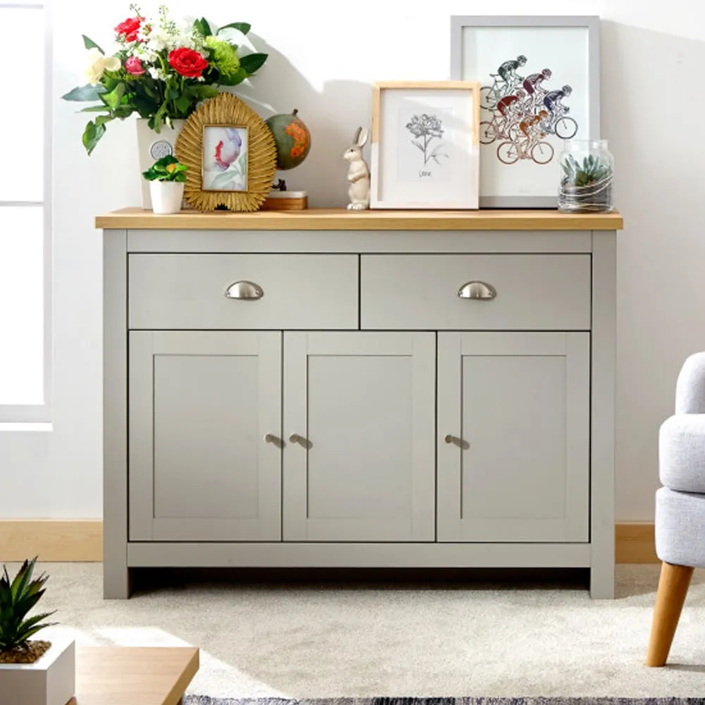 Loftus Sideboard with 3 Doors 2 Drawers - Grey, Oak