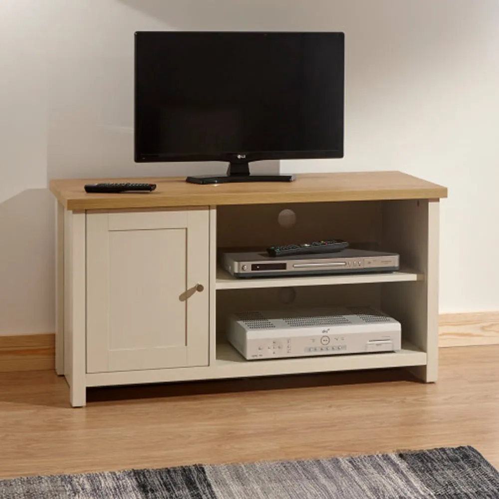 Loftus TV Stand with 1 Door - Cream, Oak
