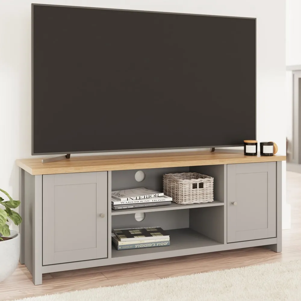Loftus TV Stand with 2 Doors - Grey, Oak