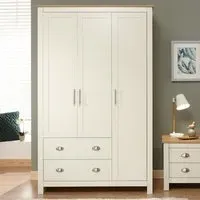 Loftus Wardrobe with 3 Doors 2 Drawers - Cream, Oak