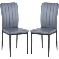 Logan Dining Chairs Pair - Grey, Faux Leather